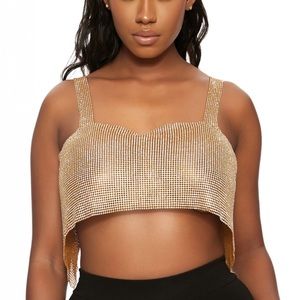Gold Rhinestone Chain Link Crop Top